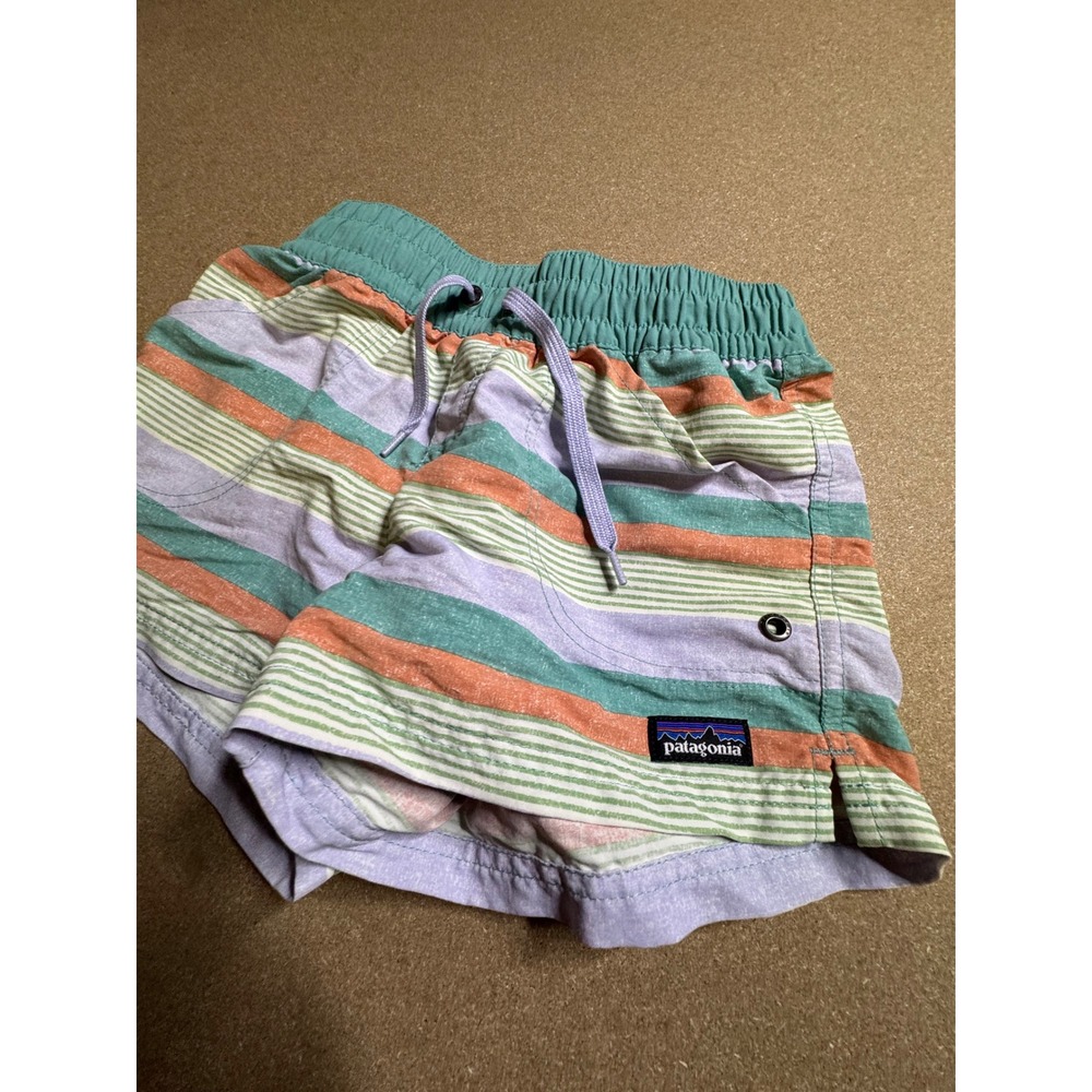 Patagonia Kids Baggies Shorts Striped Purple‎ Green Orange Medium M